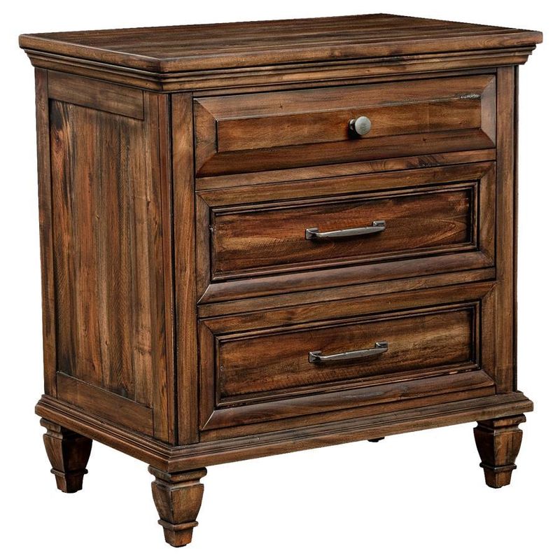 Avenue - 3-Drawer Nightstand - Weathered Burnished Brown