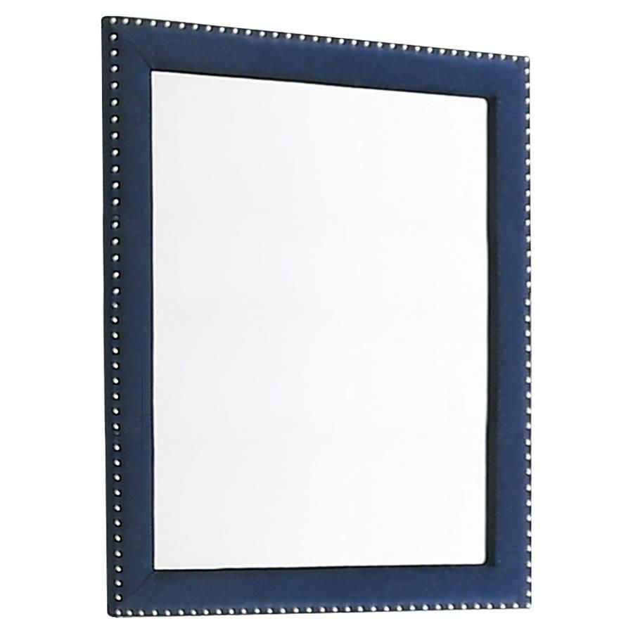 Melody - Rectangular Upholstered Dresser Mirror - Pacific Blue