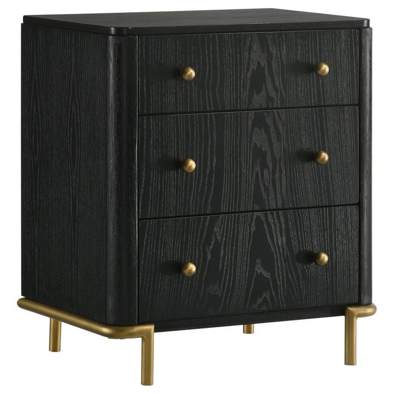 Arini - 3-Drawer Nightstand Bedside Table With USB Outlet - Black