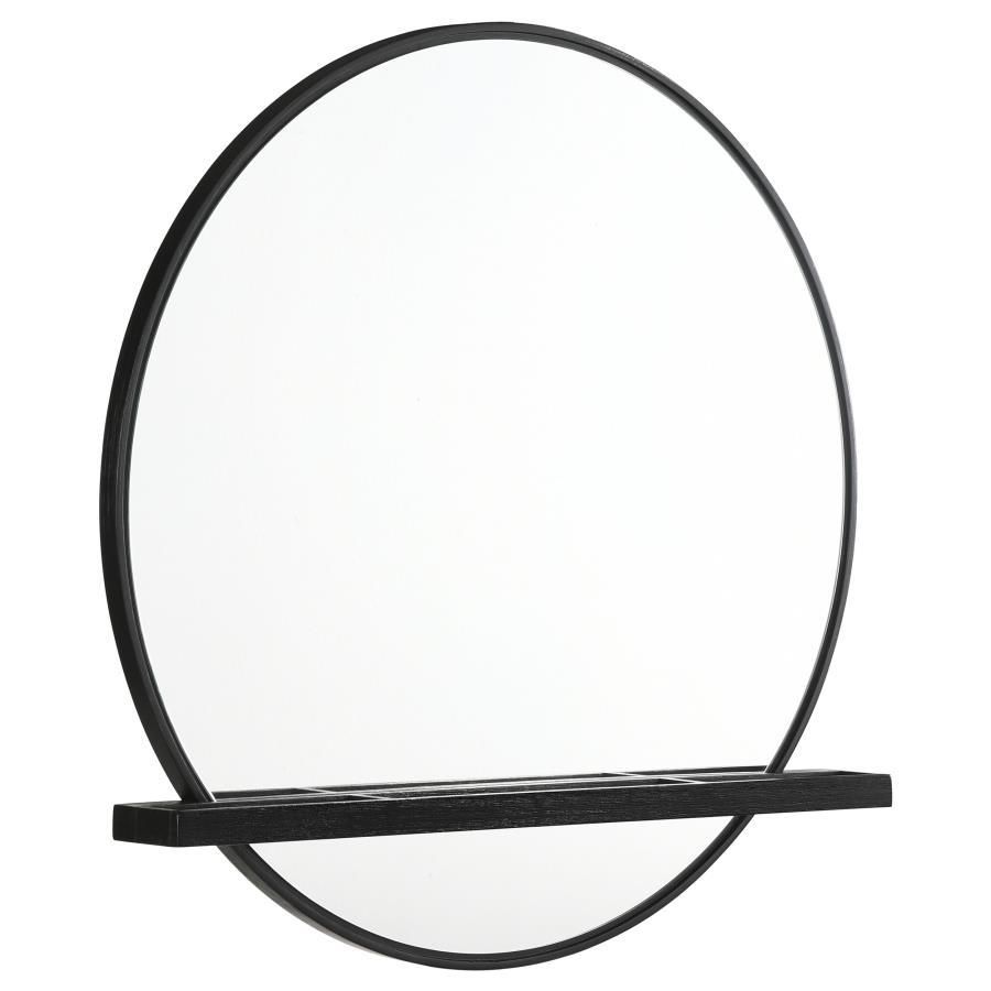 Arini - Round Dresser Mirror With Shelf - Black