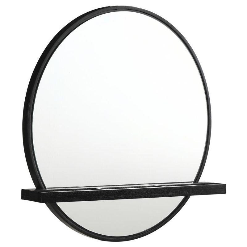 Arini - Round Vanity Wall Mirror With Shelf - Black