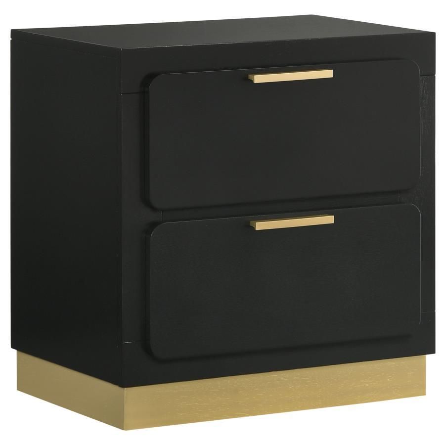 Caraway - 2-Drawer Nightstand Bedside Table - Black