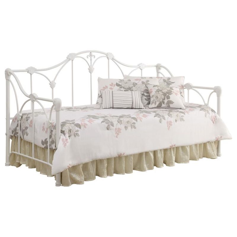 Halladay - Twin Metal Daybed With Floral Frame - White