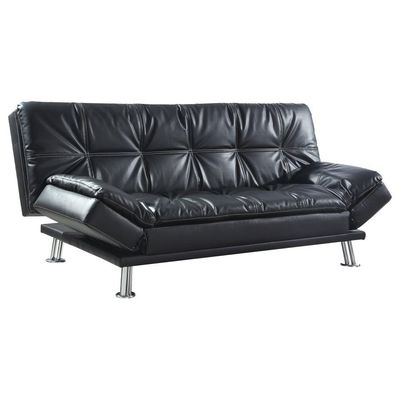 Dilleston - Tufted Back Upholstered Sofa Bed - Black - Faux Leather