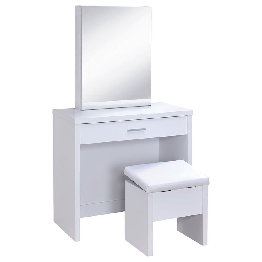 Harvey - 2 Piece Vanity Set With Lift-Top Stool - White