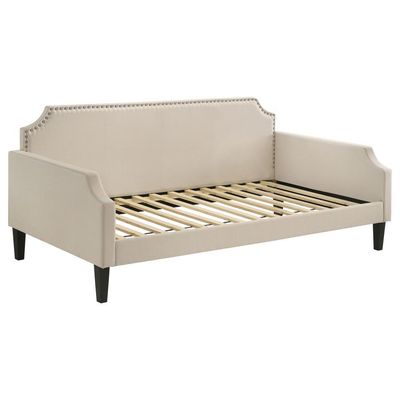 Olivia - Upholstered Twin Daybed With Nailhead Trim - Taupe