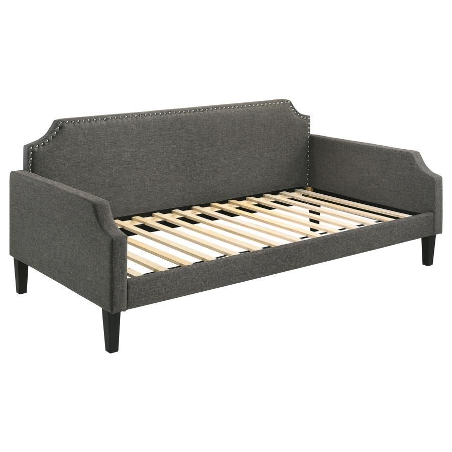 Olivia - Upholstered Twin Daybed With Nailhead Trim - Gray