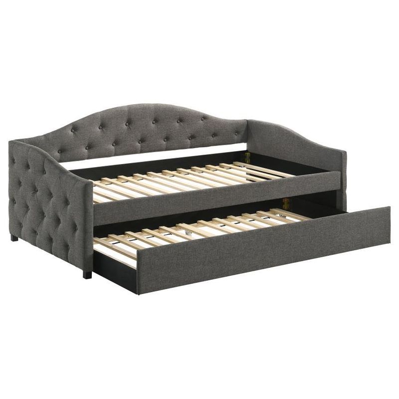 Sadie - Upholstered Twin Daybed With Trundle - Gray