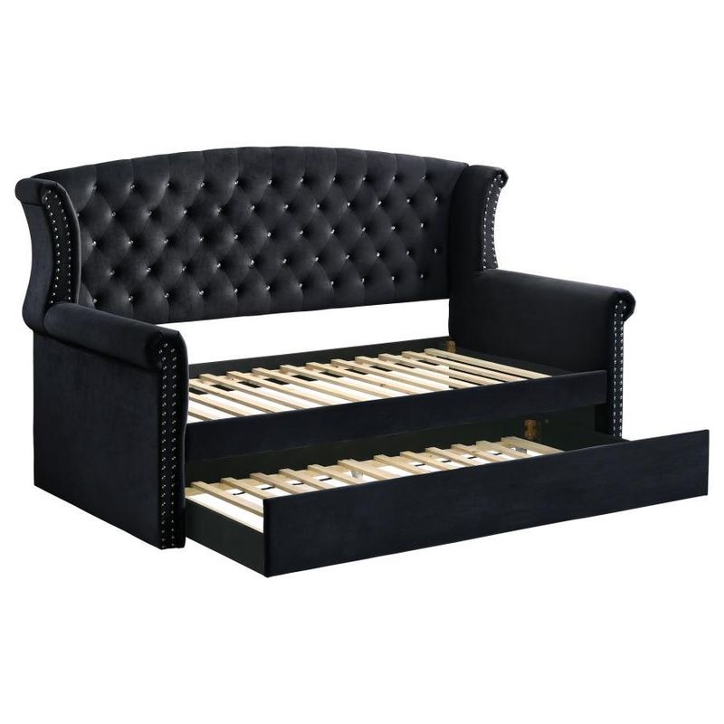 Scarlett - Upholstered Tufted Twin Daybed With Trundle - Black