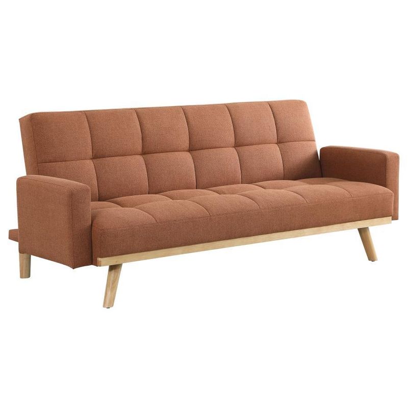 Kourtney - Upholstered Track Arms Covertible Sofa Bed - Terracotta