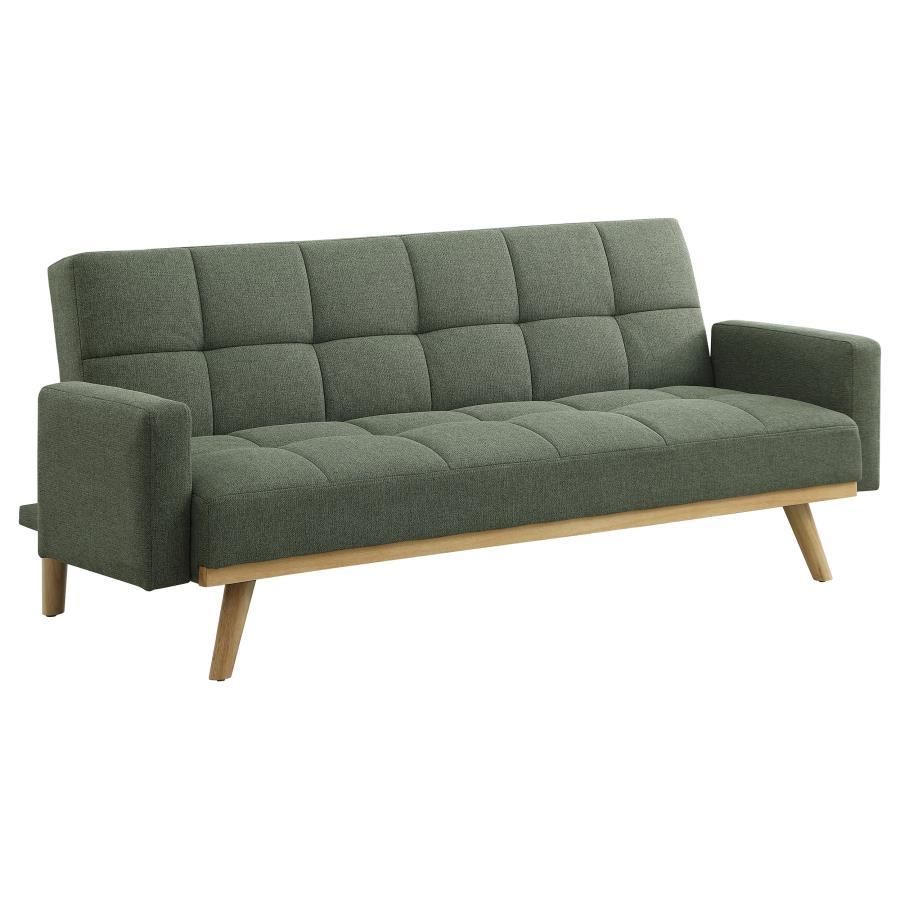 Kourtney - Upholstered Track Arms Covertible Sofa Bed - Sage Green