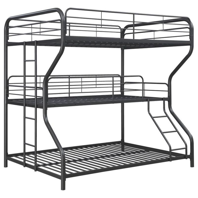 Garner - Triple Full Over Twin Over Full Bunk Bed With Ladder - Gunmetal