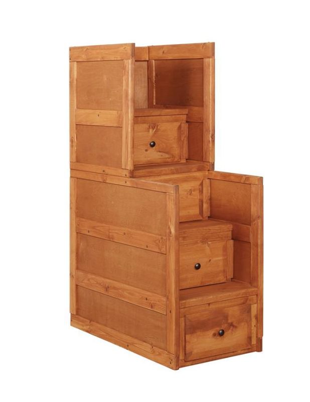 Wrangle Hill - 4-Drawer Stairway Chest - Amber Wash
