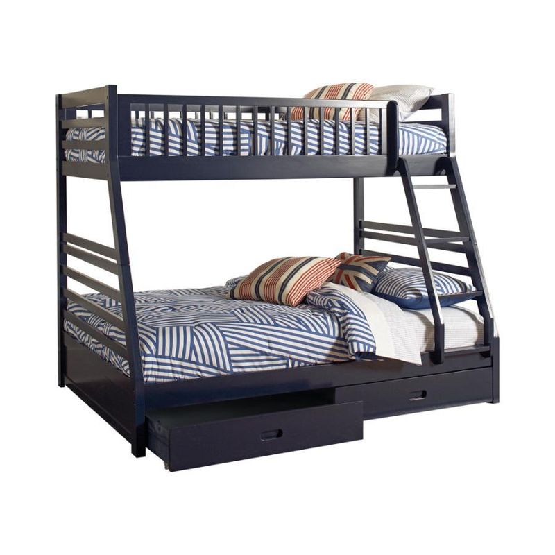 Ashton - Twin Over Full 2-Drawer Bunk Bed - Navy Blue