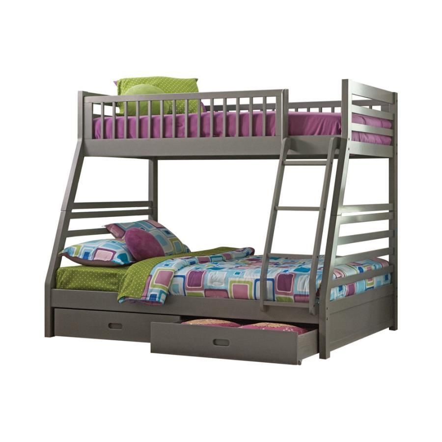 Ashton - Twin Over Full Bunk 2-Drawer Bed - Gray