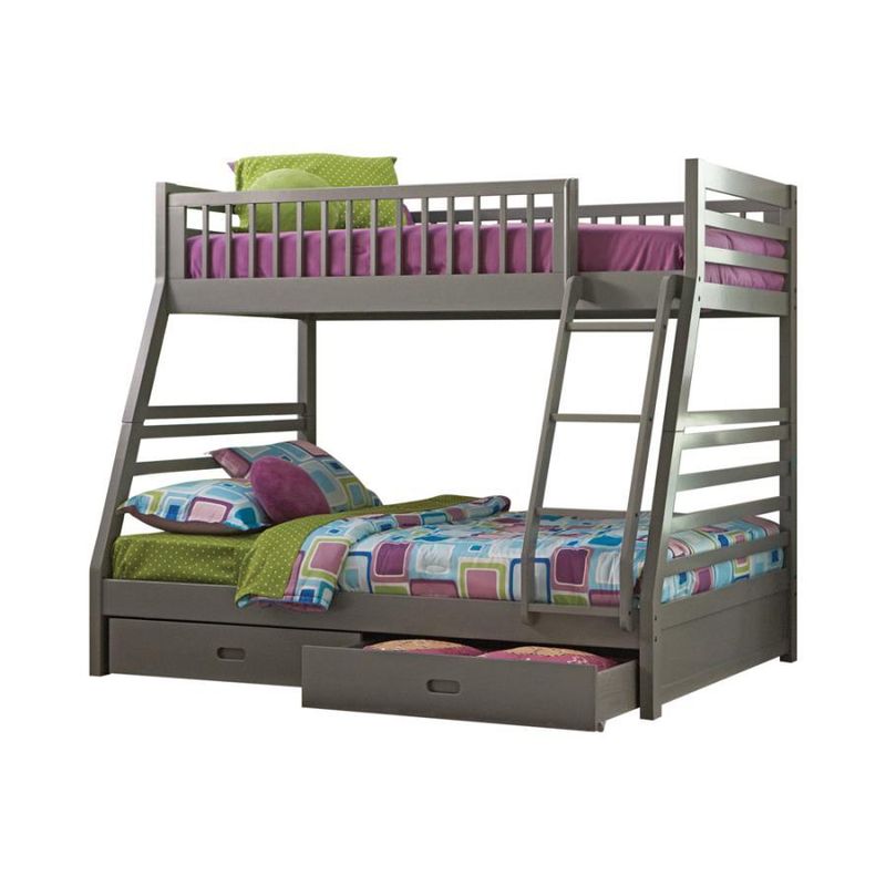 Ashton - Twin Over Full Bunk 2-Drawer Bed - Gray