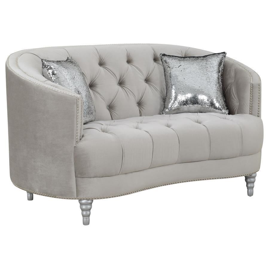 Avonlea - Sloped Arm Tufted Loveseat - Gray