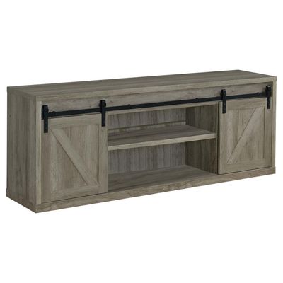 Brockton - 71-Inch 3-Shelf Sliding Doors TV Console - Gray Driftwood