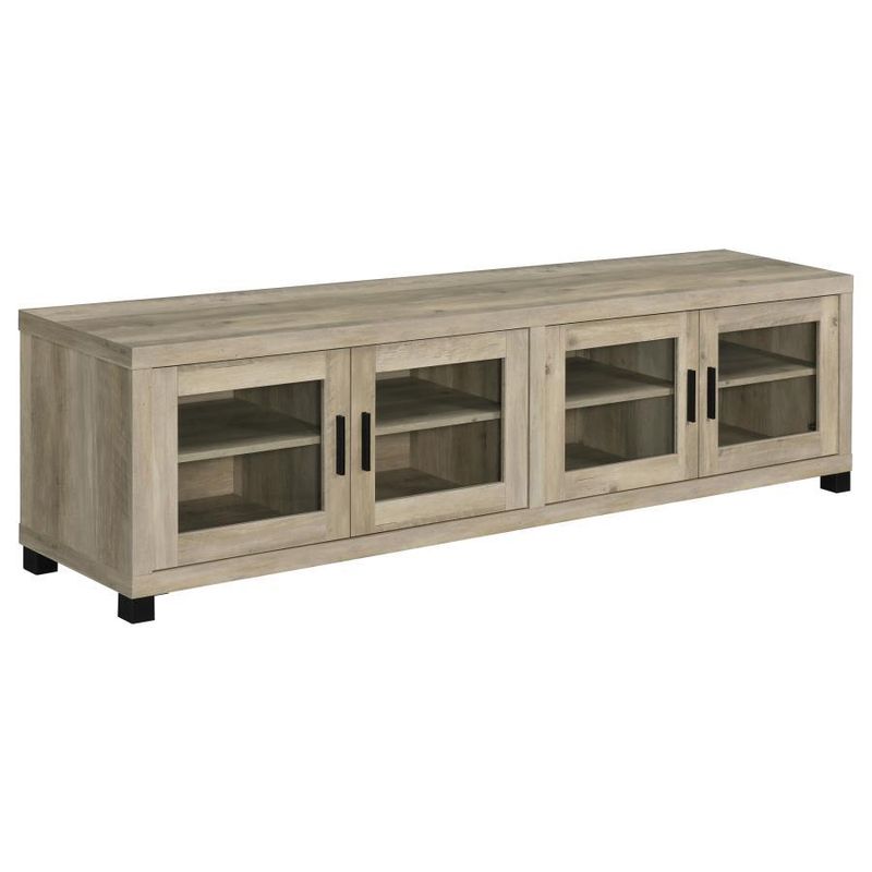 Sachin - Rectangular TV Console With Glass Doors - Antique Pine