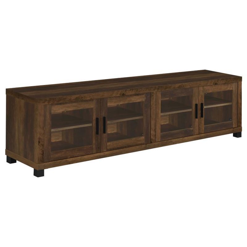 Sachin - Rectangular TV Console With Glass Doors - Dark Pine