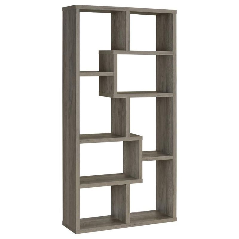 Theo - 10-Shelf Bookcase - Gray Driftwood