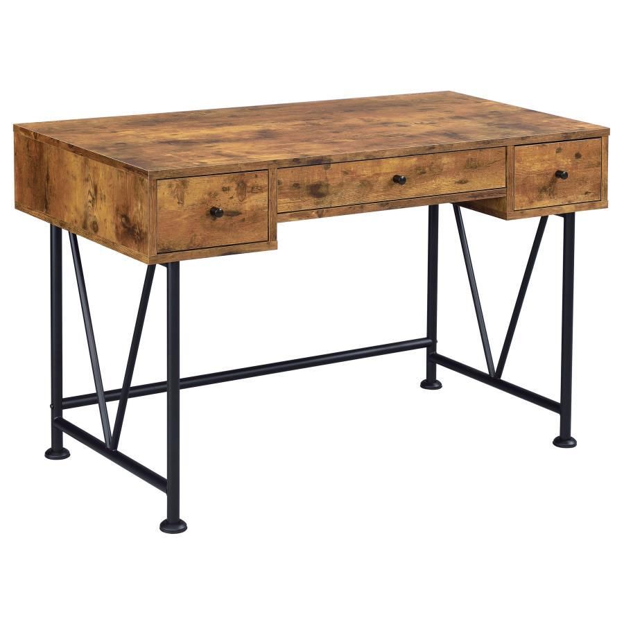 Analiese - 3-Drawer Writing Desk - Antique Nutmeg And Black