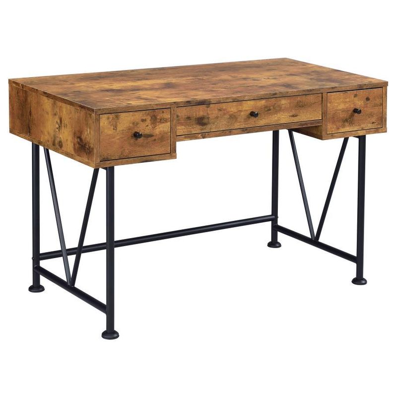 Analiese - 3-Drawer Writing Desk - Antique Nutmeg And Black