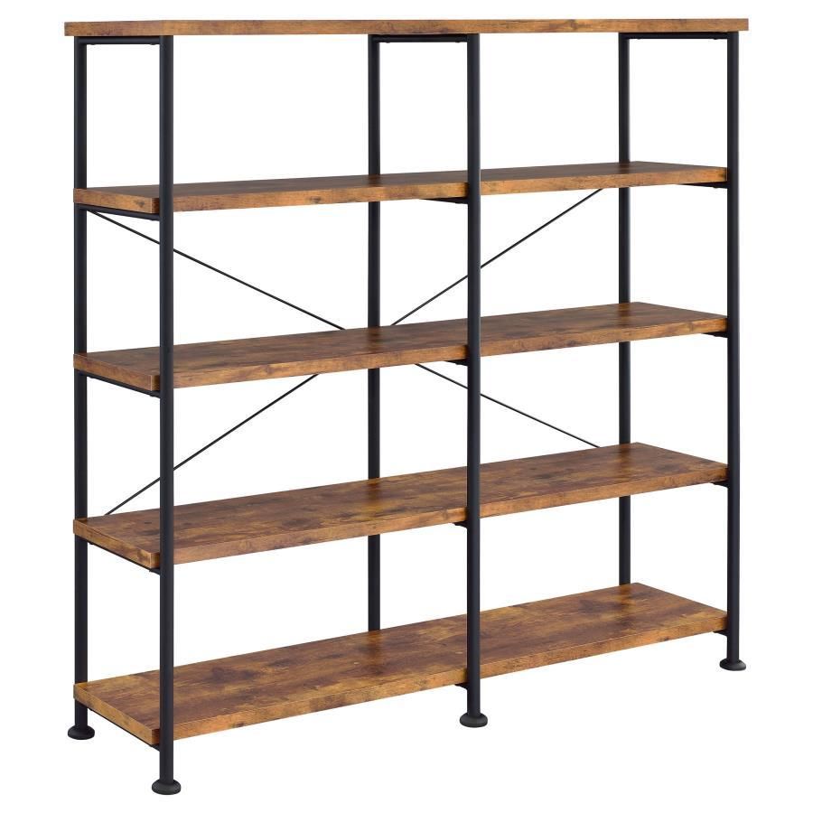 Analiese - 4-Shelf Open Bookcase - Antique Nutmeg