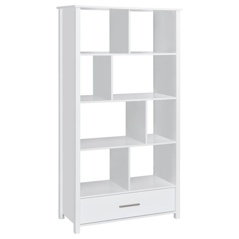 Dylan - Rectangular 8-Shelf Bookcase - High Gloss White