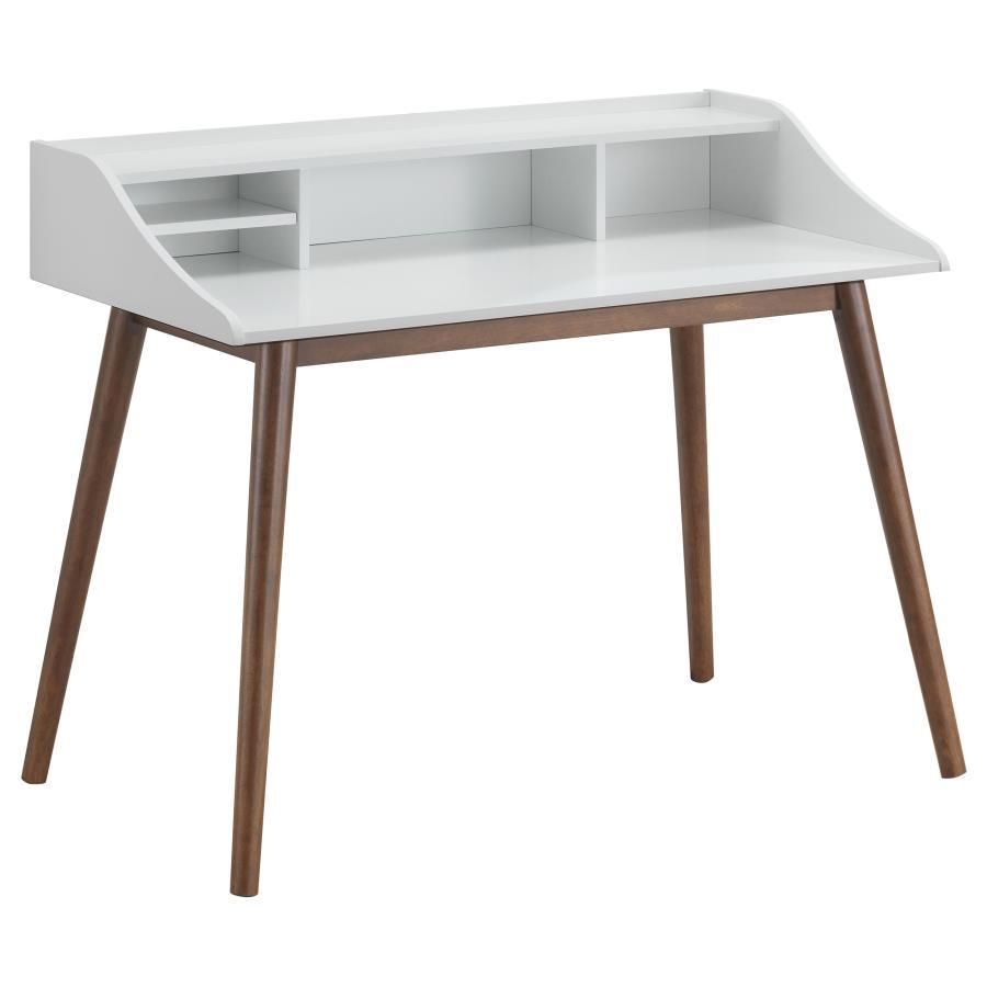 Percy - 4-Compartment Writing Desk - White And Walnut