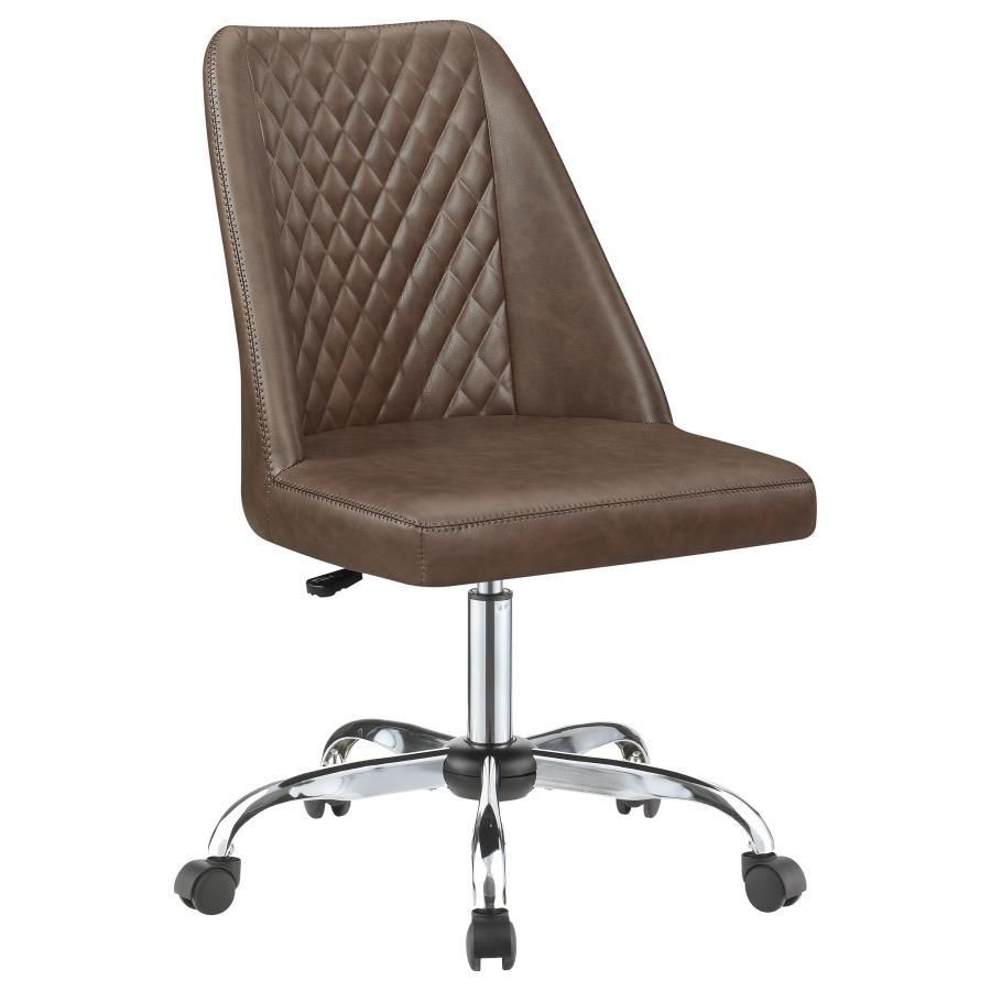 Althea - Upholstered Tufted Back Office Chair - Brown And Chrome