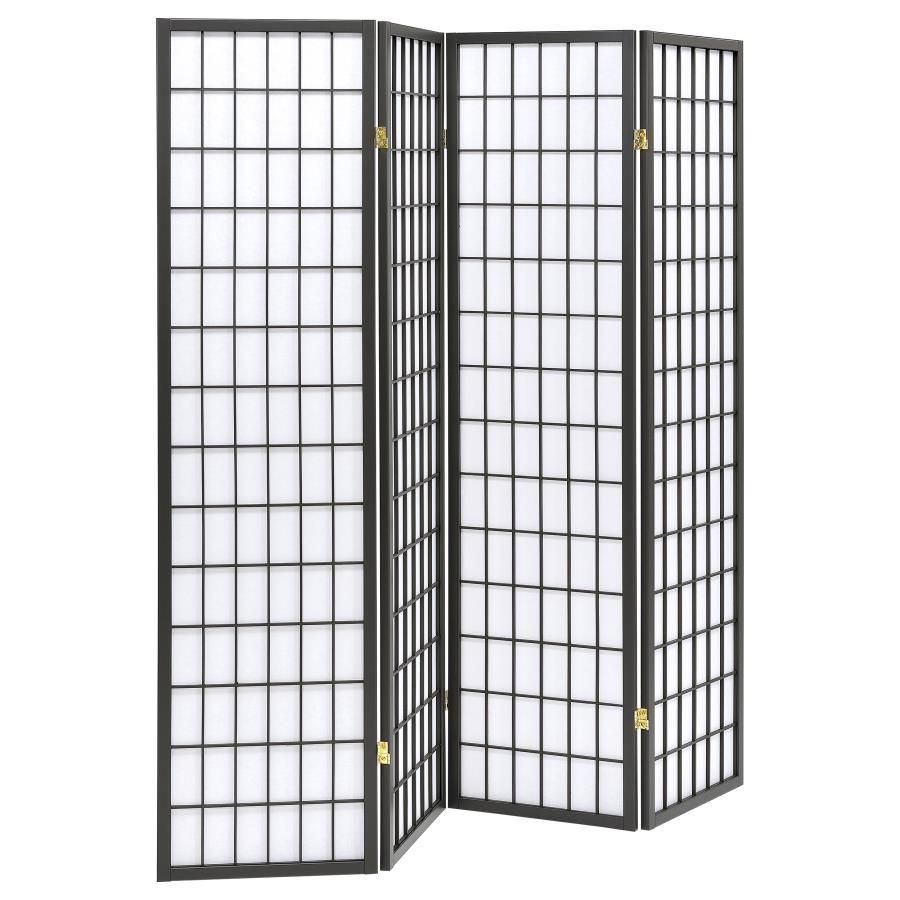 Roberto - 4-Panel Folding Screen - Dark Gray And White