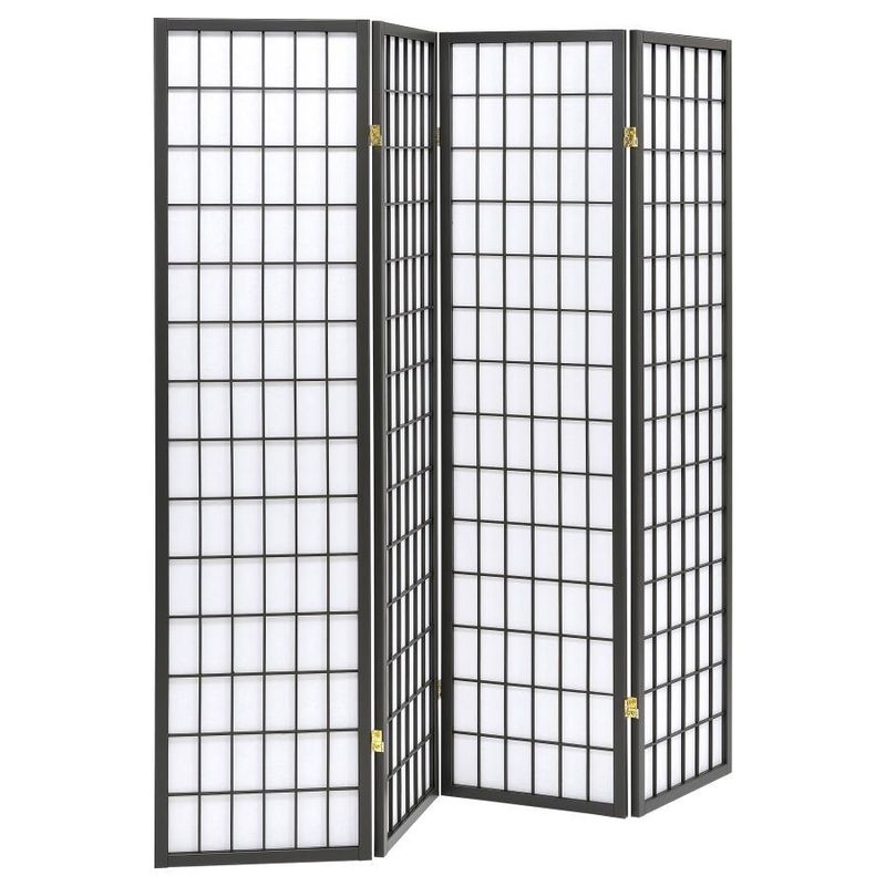 Roberto - 4-Panel Folding Screen - Dark Gray And White