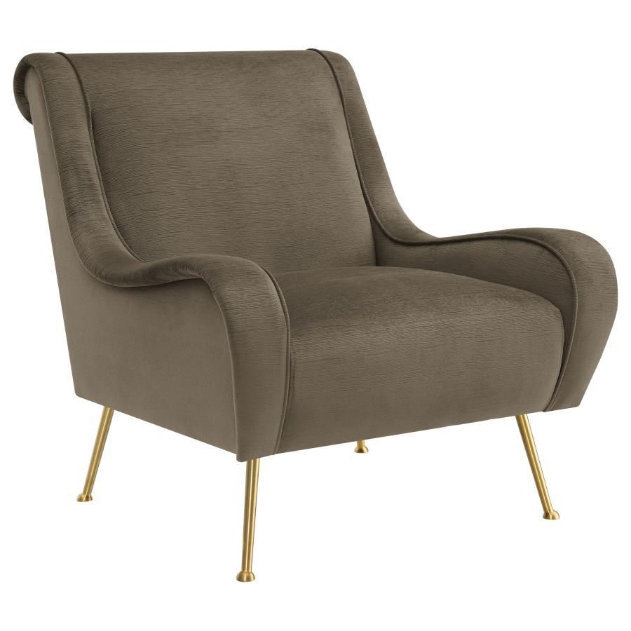 Ricci - Upholstered Saddle Arms Accent Chair - Truffle And Gold