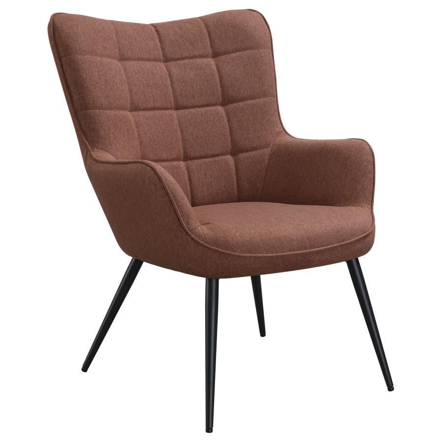 Isla - Upholstered Flared Arms Accent Chair With Grid Tufted - Rust