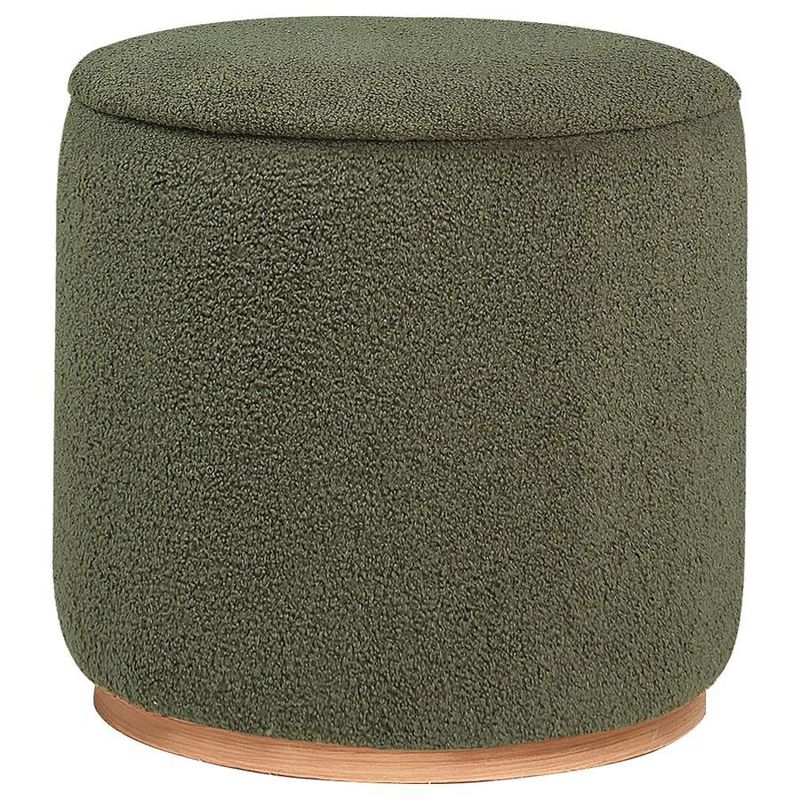Zena - Faux Sheepskin Upholstered Round Ottoman - Green