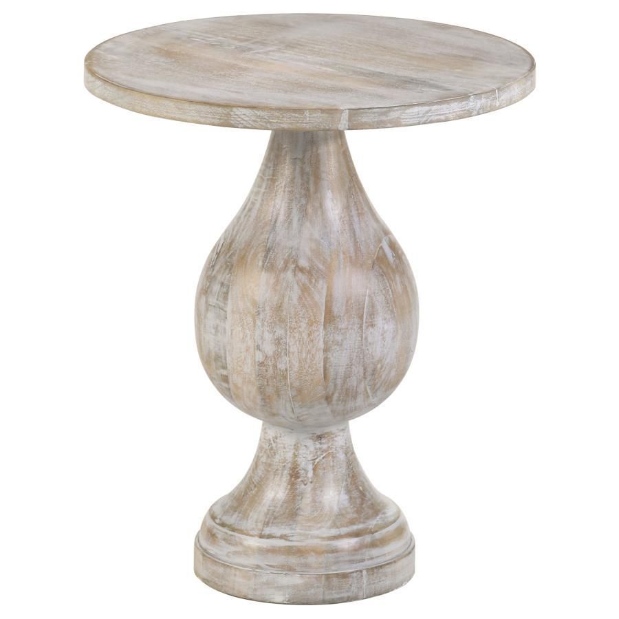 Dianella - Round Pedestal Accent Table - White Washed
