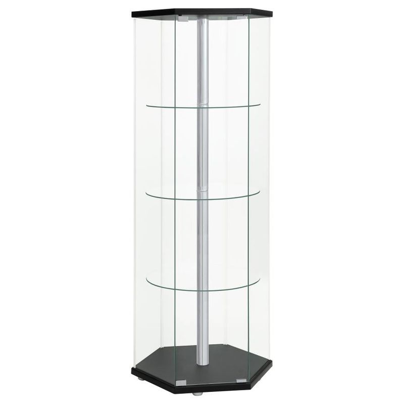 Zahavah - 4-Shelf Hexagon Shaped Curio Cabinet - Black And Clear