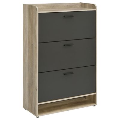 Denia - 3-Tier Shoe Storage Cabinet - Antique Pine And Gray