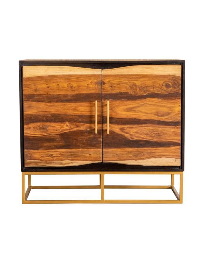 Zara - 2-Door Accent Cabinet - Black Walnut And Gold