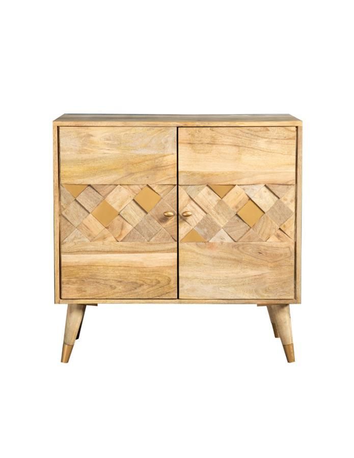 Alyssum - Checkered Pattern 2-Door Accent Cabinet - Natural