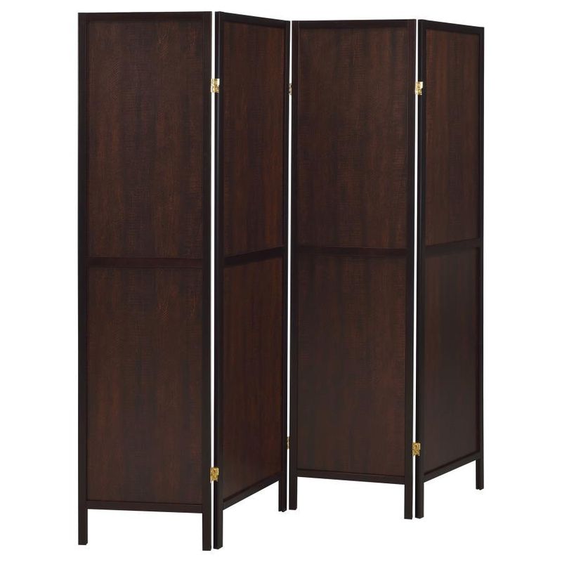 Deepika - 4-Panel Folding Screen - Tobacco And Cappuccino