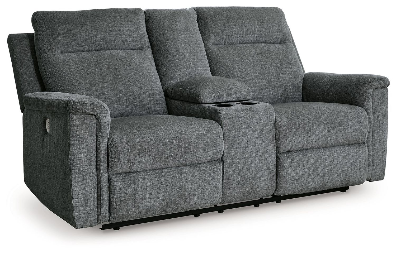 Barnsana - Gravel - Dbl Power Reclining Loveseat With Console