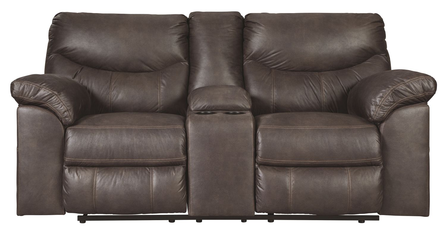 Boxberg - Dark Brown - Dbl Rec Loveseat W/Console