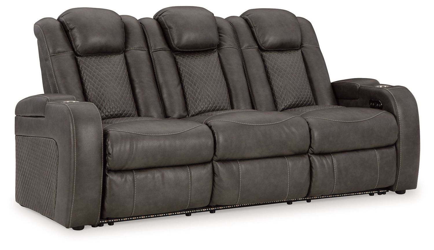 Fyne-dyme - Shadow - Power Reclining Sofa With Adj Headrest