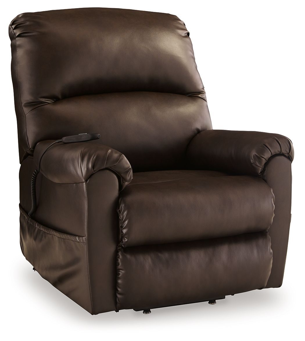Shadowboxer - Chocolate - Power Lift Recliner - Faux Leather