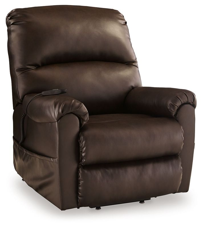 Shadowboxer - Chocolate - Power Lift Recliner - Faux Leather