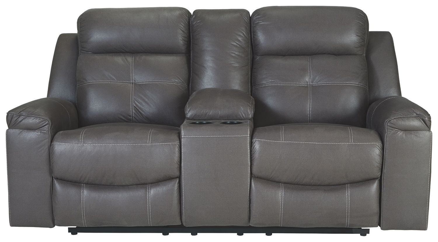Jesolo - Dark Gray - Dbl Rec Loveseat W/Console