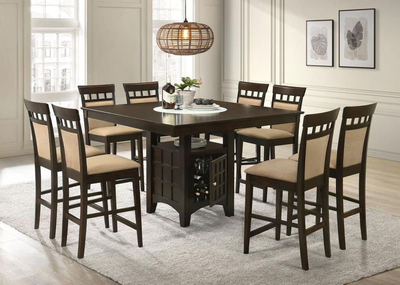 Gabriel - 9 Piece Square Counter Height Dining Set - Cappuccino - Wood