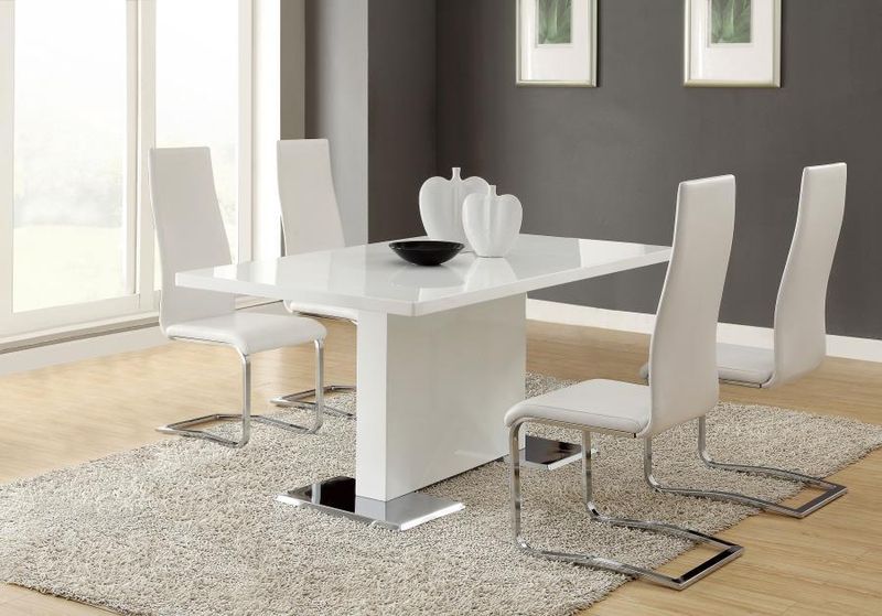 Anges - 5 Piece Dining Set - White High Gloss And White